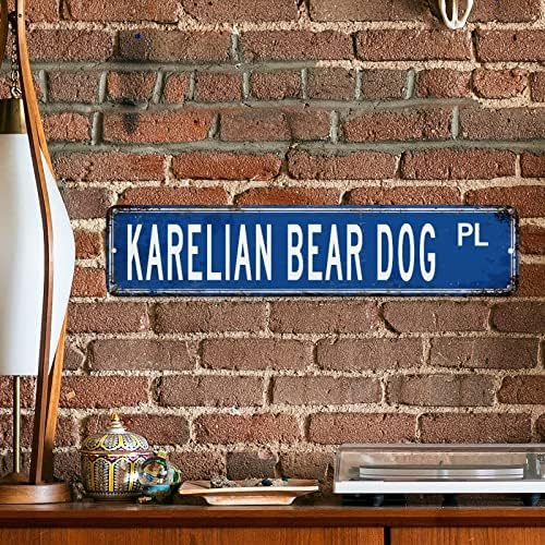 Karelian Bear Dog Vintage zidni dekor metalni znak Karelian Bear Dog Gift Art Zidni plakeni Dekor vlasnik poklon viseći novost Sign