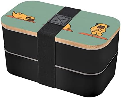 Yoga Pug ručak Bento kutija s nadograđenim podesivim remen, čudavčav kontejner za prehrambenu hranu, BPA, moda 2 razina, pogodna za izletišta u uredu.