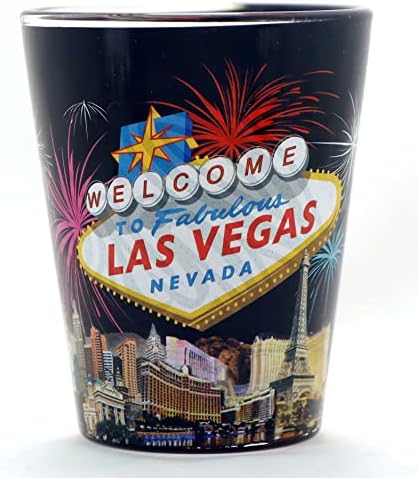 Las Vegas Nevada Crni znak dobrodošlice vani Pink LV unutra Shot Glass