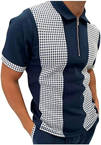 HDDK muške golf polo patine majice Ljeto kratki rukav Slim Fit Zip ovratnik Henley majica patchwork poslovni casual tops
