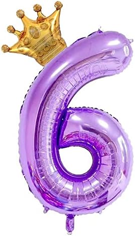 40inch ljubičasta broj 6 Crown Balloons, rođendanski baloni za žene i djevojke, svadbeni godišnjica slavi ukrasni baloni.