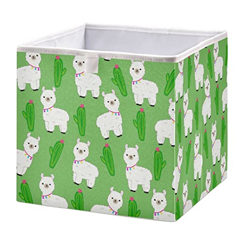 Llama Cactus Cube Skladište bin Sklopivi kocke za pohranu Vodootporna igračka korpa za kante za organizaciju kocke za dječje djevojke dječačke igračke Rezervirajte kancelariju Početna Ormar za policama - 11.02x11.02x11.02 in