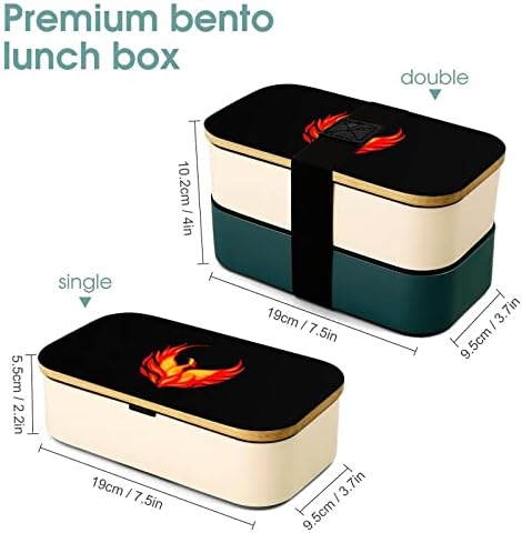 Phoenix Bird Dvostruki sloj Bento ručak sa pribor za poklopac spremnika za ručak uključuje 2 kontejnere