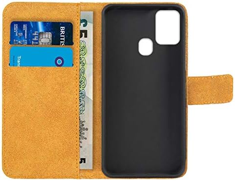 Slučaj Samsung Galaxy A21s, CaseExpert® stalak od prave kože preklopna torba za novčanik poklopac kućišta za Samsung Galaxy A21s Orange