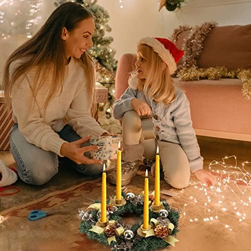 Lintimes božićni privezni vijenac, 13 inčni zlatni vrpca božićna advent za svijeće, božićne središnje stolove za stolove Kućna lukavna
