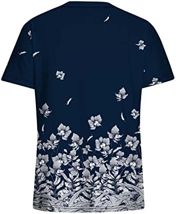 Nokmopo Womens Flannel majice kratki rukav plus veličina modni tisak kratkih rukava V-izrez na vrhu radne džepove bluza
