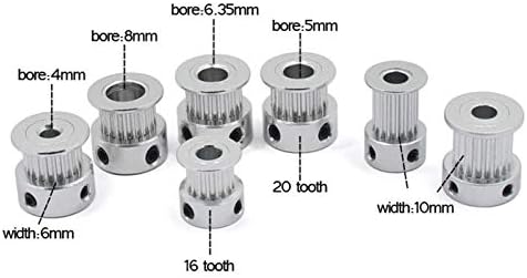 Jinchao-Timing remenica 16 zuba 2gt 20 zuba GT2 aluminijumski Koloturni zupčasti točak, provrt 5mm 8mm, sinhroni točkovi remenice širina zupčanika 6mm, 3d deo štampača, 4pc tačnost pozicioniranja