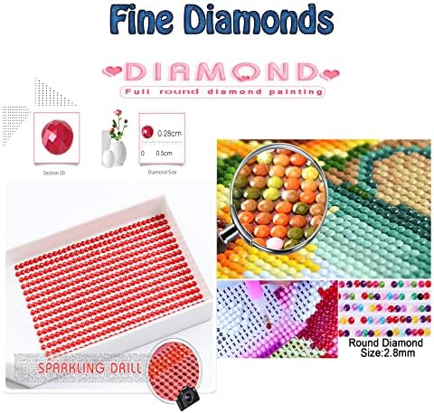 Dijamantni setovi za odrasle, cvijeće Vase Diamond Art Kids početnik DIY 5D boja po brojevima, velika puna bušilica okrugla Diamond Dots Crystal Gems umjetnost Slike za kućni zidni dekor, 24x48in