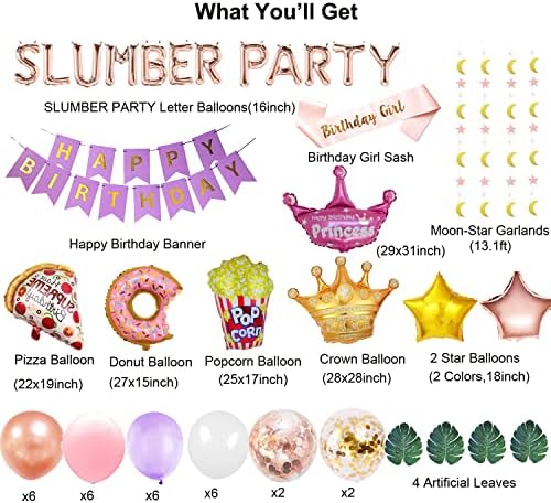 Pidžama Spa Party Birthday Party Dekoracije, Snamber Birthday Party Supplies za djevojčice,pidžama Spa Party Birthday Party favorizira ideje Banner baloni pozadina