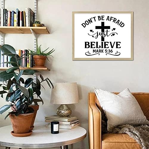 Uokvireni drveni znak Biblijski stihovi ne bojte se samo vjerovati Mark 5:36 Poticanje citat uokvirenog drvenog zidne plakete Obiteljski