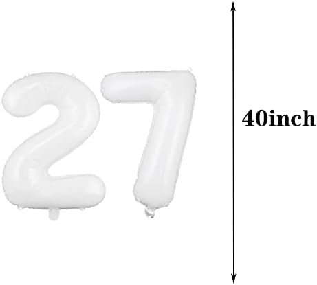 27. rođendan balon 27. rođendan ukrasi bijeli 27 baloni Happy 27. rođendanska zabava broj 27 folija mylar baloni Latex balonski pokloni