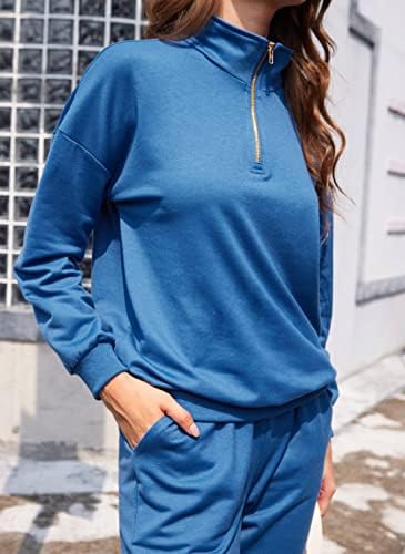 Elesol duks za žene TrackSuit Quarter 1/4 Zip Track odijela Set 2 komada odijela Casual Jogger set