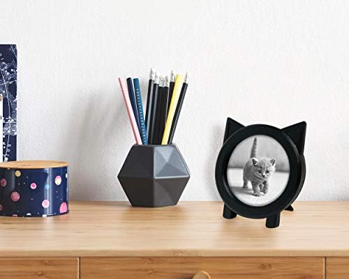 Isaac Jacobs 4x4 Okružna smola Sentiment CAT okvir za slike sa ušima, foto stoltop i zidni prikaz Viseći displej i kućni dekor