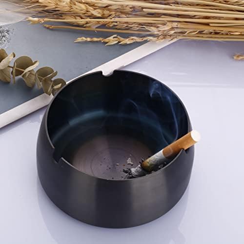 Prijenosni pepeljara za korov, ashtray cigare, krug od nehrđajućeg čelika za pepeo za pepelom za cigarete zatvoreni dom, crni