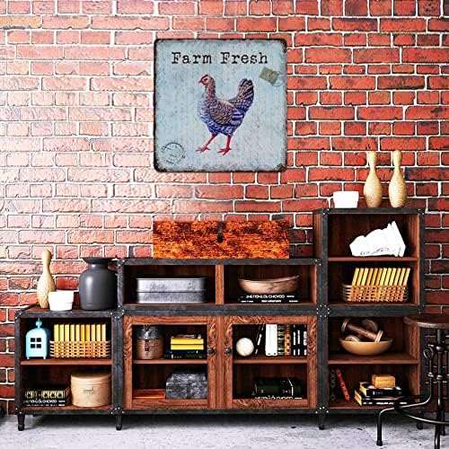 Alioyoit Vintage Retro Metal znak svježa jaja piletina i roosters Dekorativni znak plaketa Shabby estetski metalni plak inspirativni zidni dekor zidni poster za farmsko-bankronska kuća