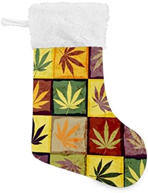 Božićne čarape Retro jesen javorov list uzorak bijeli plišani manžetni Mercerizirani baršunasti obiteljski odmor personalizirani veliki