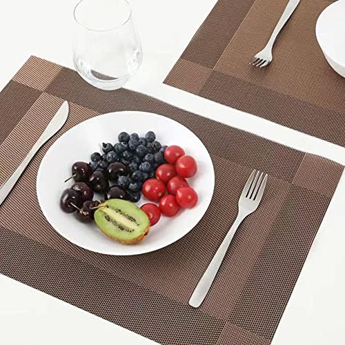 Placemats set od 6, metsfor kuhinjski trpezarijski stol, toplotno otporno na klizače PVC prostirke za pranje PVC, tkani vinilni placematici Tkanine za večeru