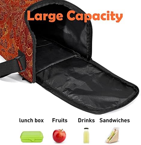 Torbe za ručak za žene i muškarce, izolovana životinjska zmajeva crvena torba za ručak sa podesivom naramenicom za školu, posao, piknik,
