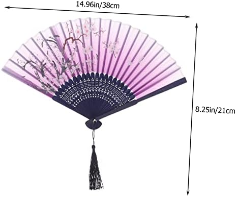 VeeMon 2pcs Klasični sklopivi ventilatori ventilatori svilene sklopive ventilatore cvjetne ventilacije Vintage svilene ventilatori klasični sklopivi ventilator ventilator preklopnog ventilatora za ruke bambus, muka Japan