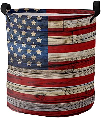 Dan nezavisnosti korpa za pranje veša sa zastavom SAD, vodootporna korpa za sklopivu odeću sa zastavom SAD, velika torba za odlaganje spavaće sobe za kupatilo
