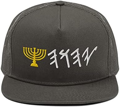 YHWH Paleo hebrejski izraelski Menorah vezena mrežasta leđa 5 ploča Snapback šešir Kamionska kapa