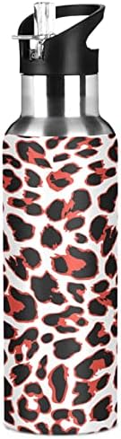 Alaza Leopard boca crvene vode sa slamnom poklopcem Vakuum izolirana nehrđajući čelik Thermo Flask boca za vodu 20oz