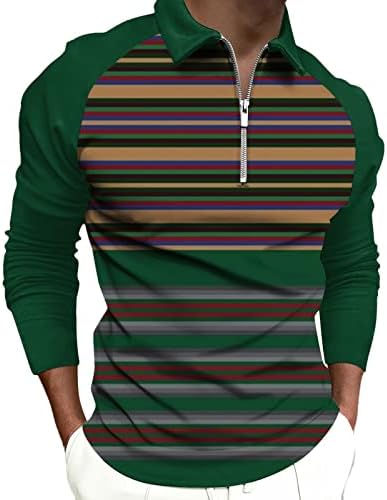 XXBR MENS s dugim rukavima Polo majice, patl Striped Colorblock Patchwork Casual Collar majica Majica mišića Golf vrhovi
