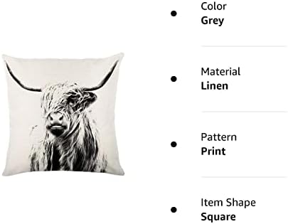 Ruke Highland Cow Backing Jastuk za bacanje, 18 x 18 inča kravlje lanene ukrasne jastuke Naslovnica Naslovnica Jastuk za bacanje navlake
