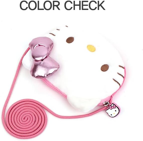 Hello Kitty Bijelo pahuljasto lice mala okrugla torba preko ramena sa ružičastom trakom za djecu djevojčice