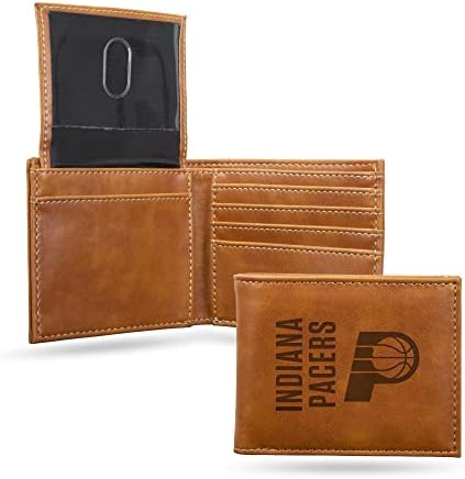 Rico Industries NBA Indiana Pacers Premium Laser graviran veganski novčanik od smeđe kože-tanak, ali čvrst dizajn-savršen za pokazivanje ponosa ili poklona vašeg tima