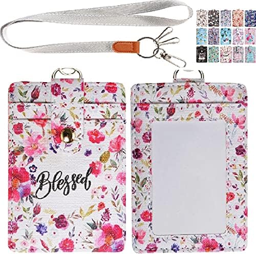 Lanyard ID Badge Holder Case PU kožna kreditna kartica novčanik sa 1 ID prozorom & 2 slota za kartice & 2 Privjesci za ključeve i odvojivi kaiš za vrat za ličnu vozačku dozvolu & amp; žene teen Kids girls ured