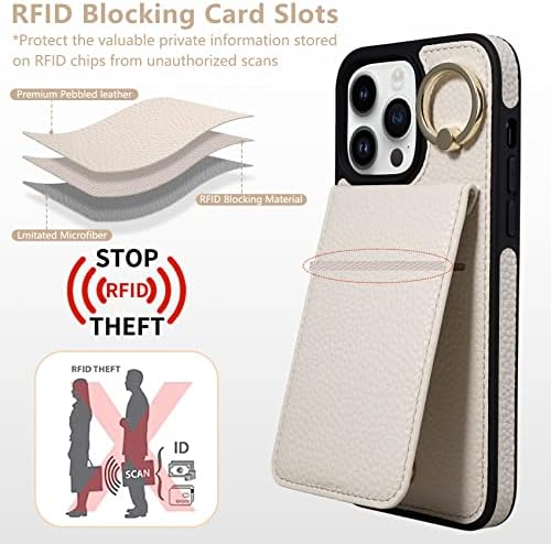 Keallce futrola za iPhone 14 Pro Max 6.7, odvojiva torbica za novčanik preko tijela sa RFID držačem kartice za blokiranje, prsten