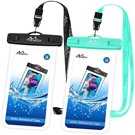 Moko vodootporna torbica za telefon 2Pack, Podvodna torbica za telefon suha torba sa vezicom kompatibilna sa iPhoneom 14 13 12 11 Pro Max X / Xr/Xs Max / SE 3, Galaxy S21/S10/S9, Note 10/9/8, Crna + Mint zelena