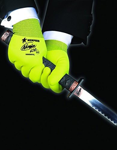 Memphis rukavica N9690HVM Ninja Ice Visoka vidljivost Najlonske obloge Dvostruke rukavice sa HPT premazom, limun žuta, srednja: srednja,