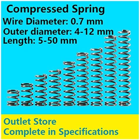 Kompresioni opruge pogodni su za većinu popravke i kompresije opružne veličine opruge opruga opruga i promjera žice 0,7 mm, vanjski promjer 4-12mm 10pcs