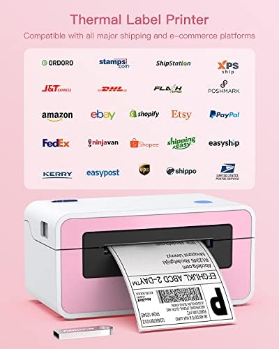 POLONO štampač naljepnica za otpremu Pink, 4x6 štampač termičkih naljepnica za otpremne pakete, komercijalni direktni proizvođač termalnih