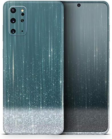 Dizajn Skinz Zgremna teal i bijela površina sa srebrnim sjajnim zaštitnim vinilnim naljepnicama za omotač Kože kompatibilan sa Samsung