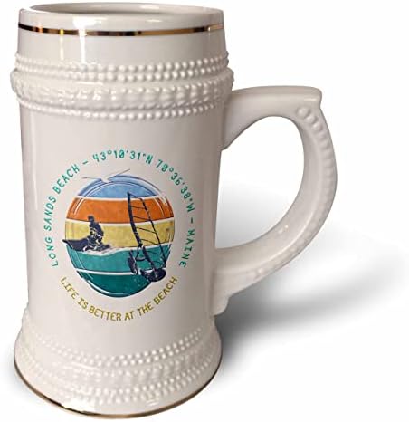 3drose plaža dugim pijeskom, York County, Maine. Ljetna porodica dobra. - 22oz Stein šolja