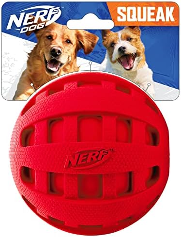 Nerf Dog Gumeni kuglični kuglica igračka s kariranim škljocačem, laganim, izdržljivim i vodootpornim, promjerom 4 inča za srednje