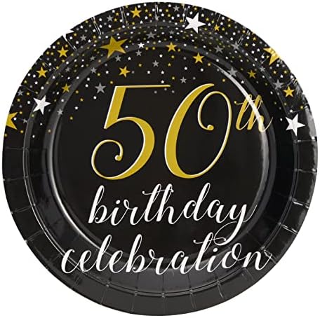 144 komada potrepštine za 50. rođendan sa papirnim tanjirima, salvetama, šoljama, priborom za jelo