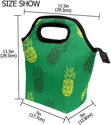 VOOVC zelena pozadina geometrija ananas tekstura kutija za ručak Tote torba za ručak izolovana hladnjača kutija za ručak za muškarce