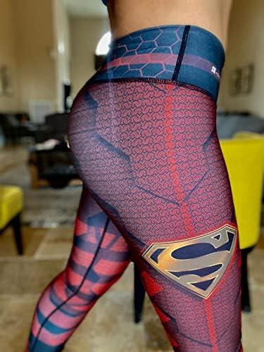 DRAKON HAMGINGS Kolumbijski Activewewer High Struk noga za žene Supergirl Yoga Pant CrossFit Kompresioniranje Workout Halloween gamaše za žene Crveno