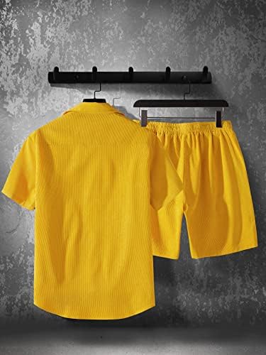 Floerns muški 2 komada odjeće za bluzu majice kratkih rukava i kratkih hlača