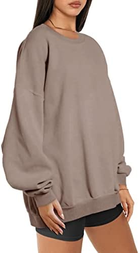 EFAN ženske velike dukseve od flisa duge rukave pulover dukserica s puloverom za vrat Casual dukserice