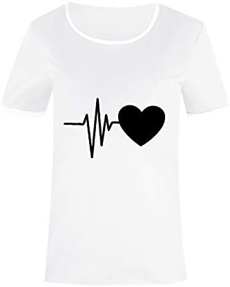 Neartime ženska Casual t-shirt, ljeto okrugli vrat kratki rukav Tops Moda Ljubav Srce obrazac bluza