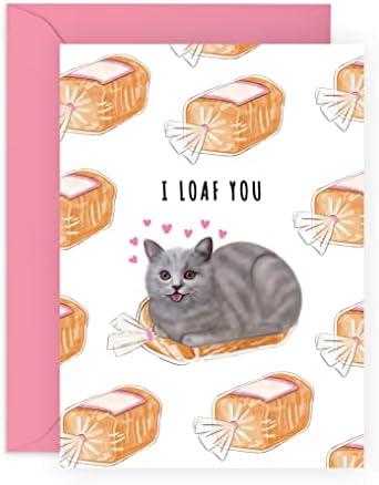 CENTRAL 23 godišnjica kartica za njega - 'i Loaf You' - slatko Punny-dečko rođendanska čestitka-Kitten Valentines Day kartice za ženu