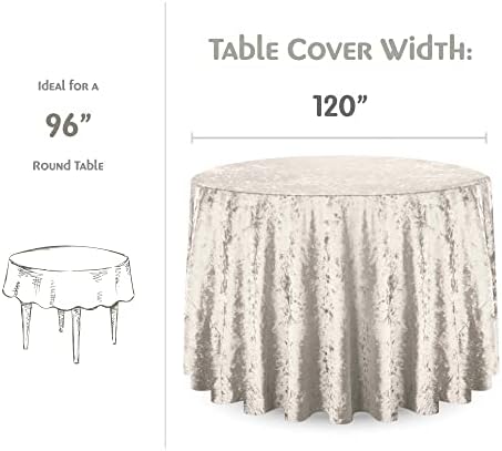 Elegantni okrugli stolnjak - 120 inča, izrađen sa finim drobljenim baršunastom materijalom, prekrasna krema - bijela stolnjak sa izdržljivim šavovima, okrugli stol odličan za vjenčanja, zabave, tuševi i događaji