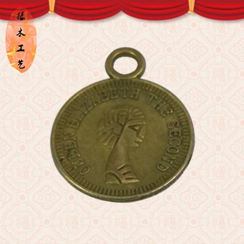 Qiankao 金属 工艺品 工艺品 饰品 吊坠 1,5cm 美 人头 铜 钱 风水 钱 币 带钩 铜 钱
