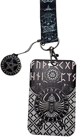 Viking Runes Print Lanyard sa držačem i šarmom značke