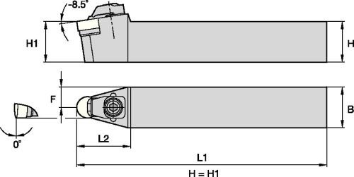 Widia CRDNN3225P12MN7 CRDN-MN C-stil Cughthol-a za negativne umetke, čelik, 25 mm kvadratni nosač, neutralan, dužina 170 mm